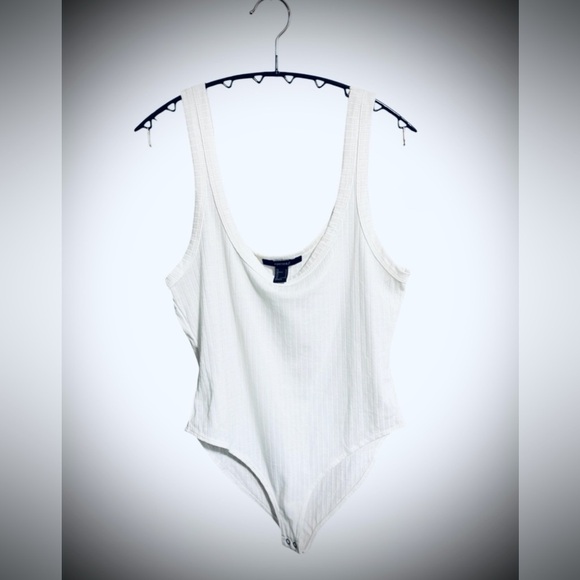 Forever 21 Tops - Forever 21 Ivory Ribbed Knit Body Suit